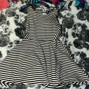 Black and white striped dress